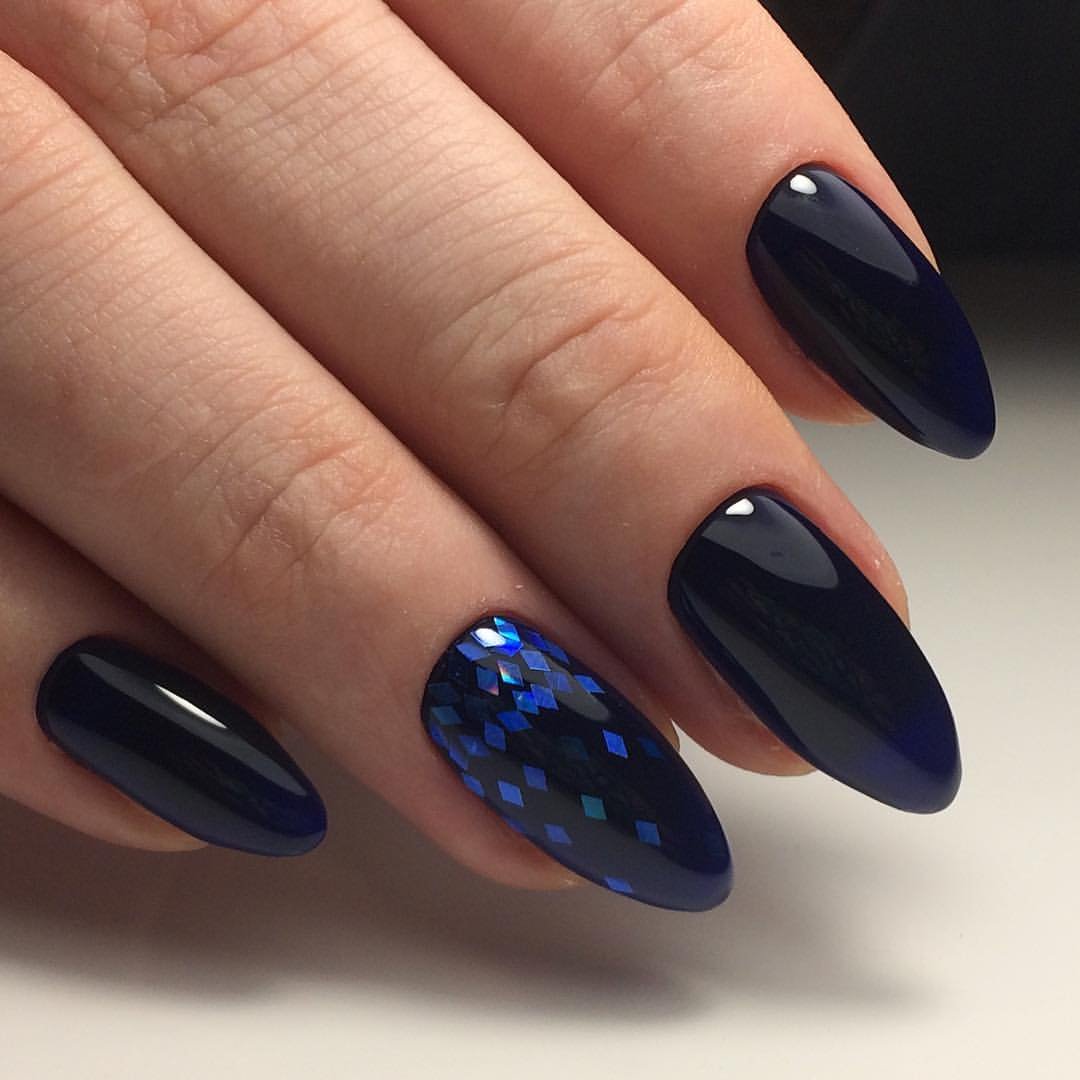 темно синие ногти дизайн фото