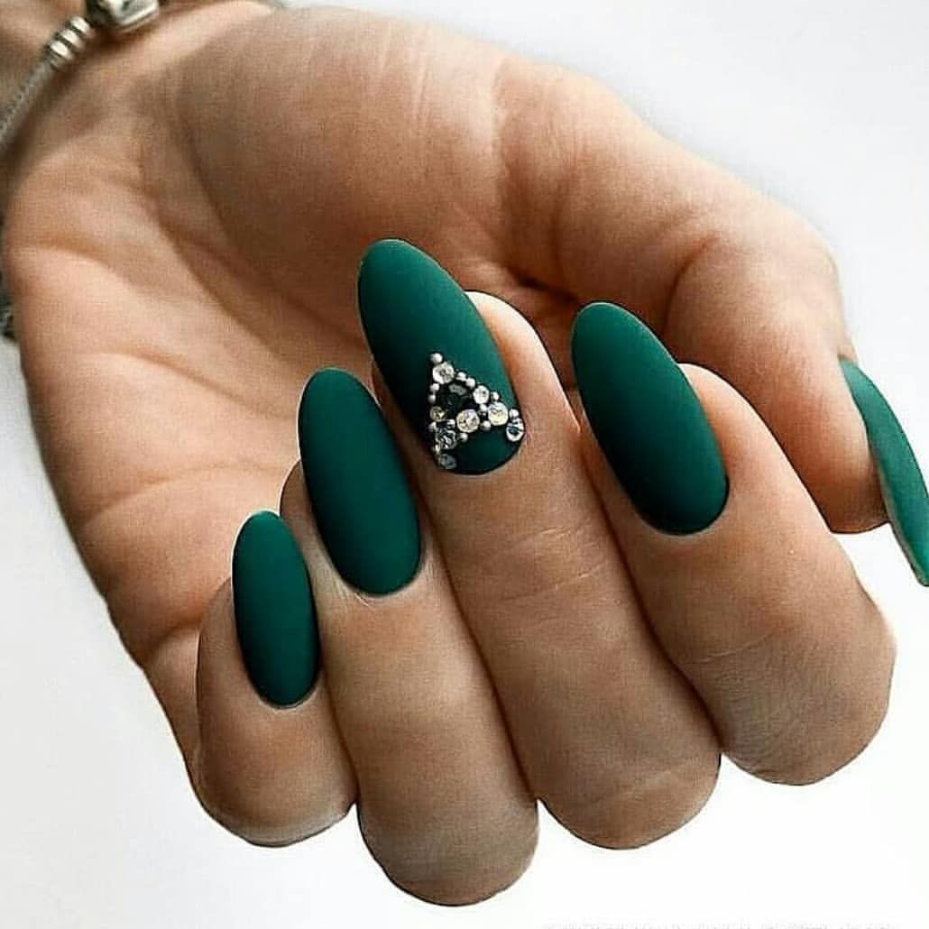 Зеленые матовые ногти (78 фото) .