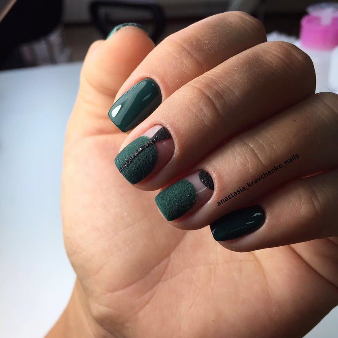 Зеленые Матовые Ногти