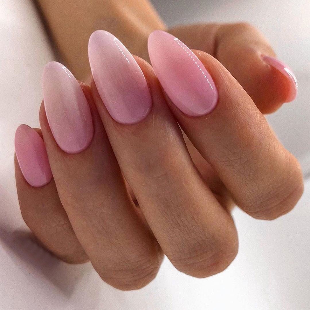 Розовые однотонные ногти (79 фото) .