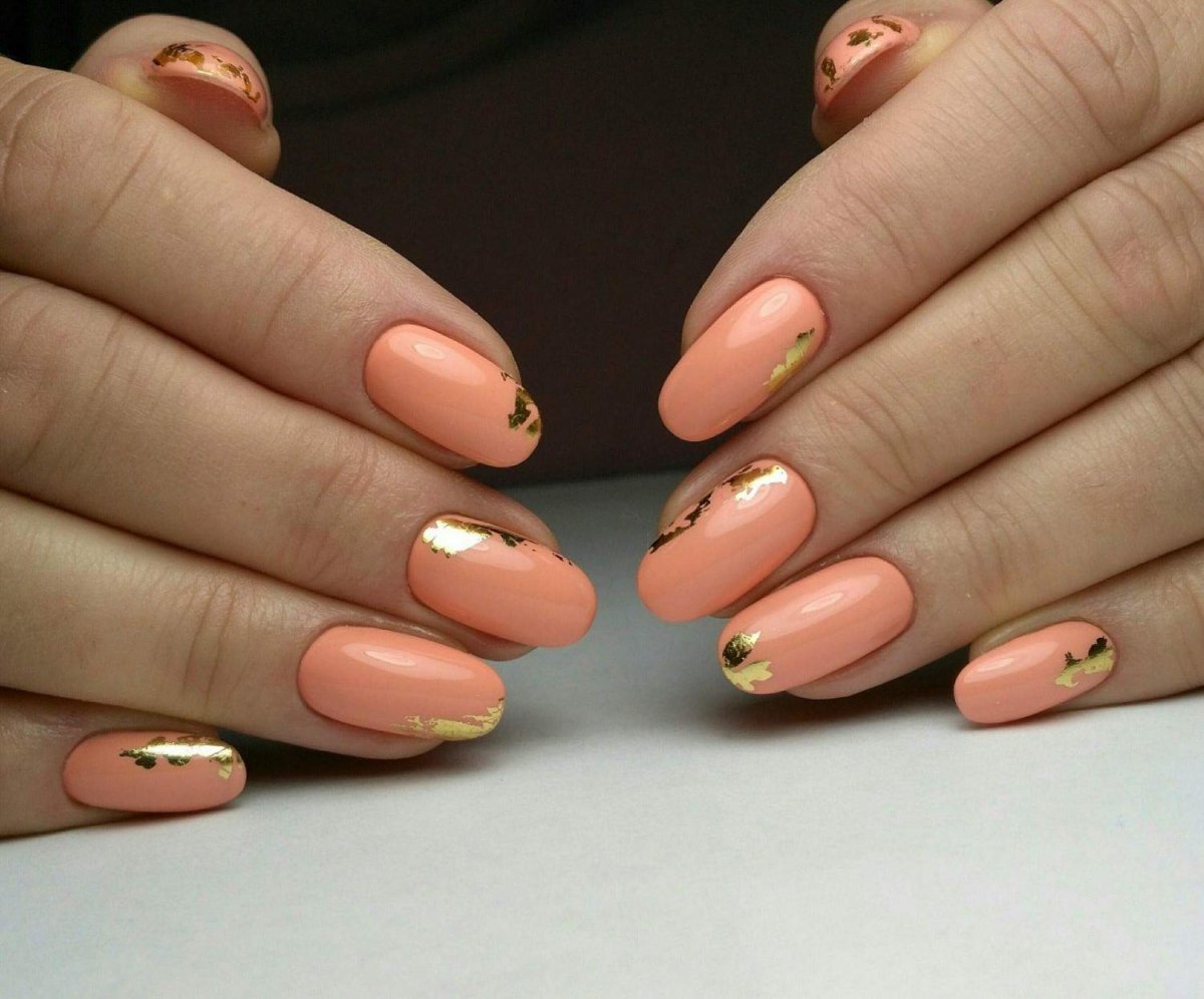 персиковые ногти на короткие фото