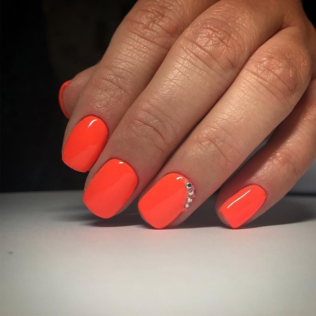 Ногти шеллак оранжевые