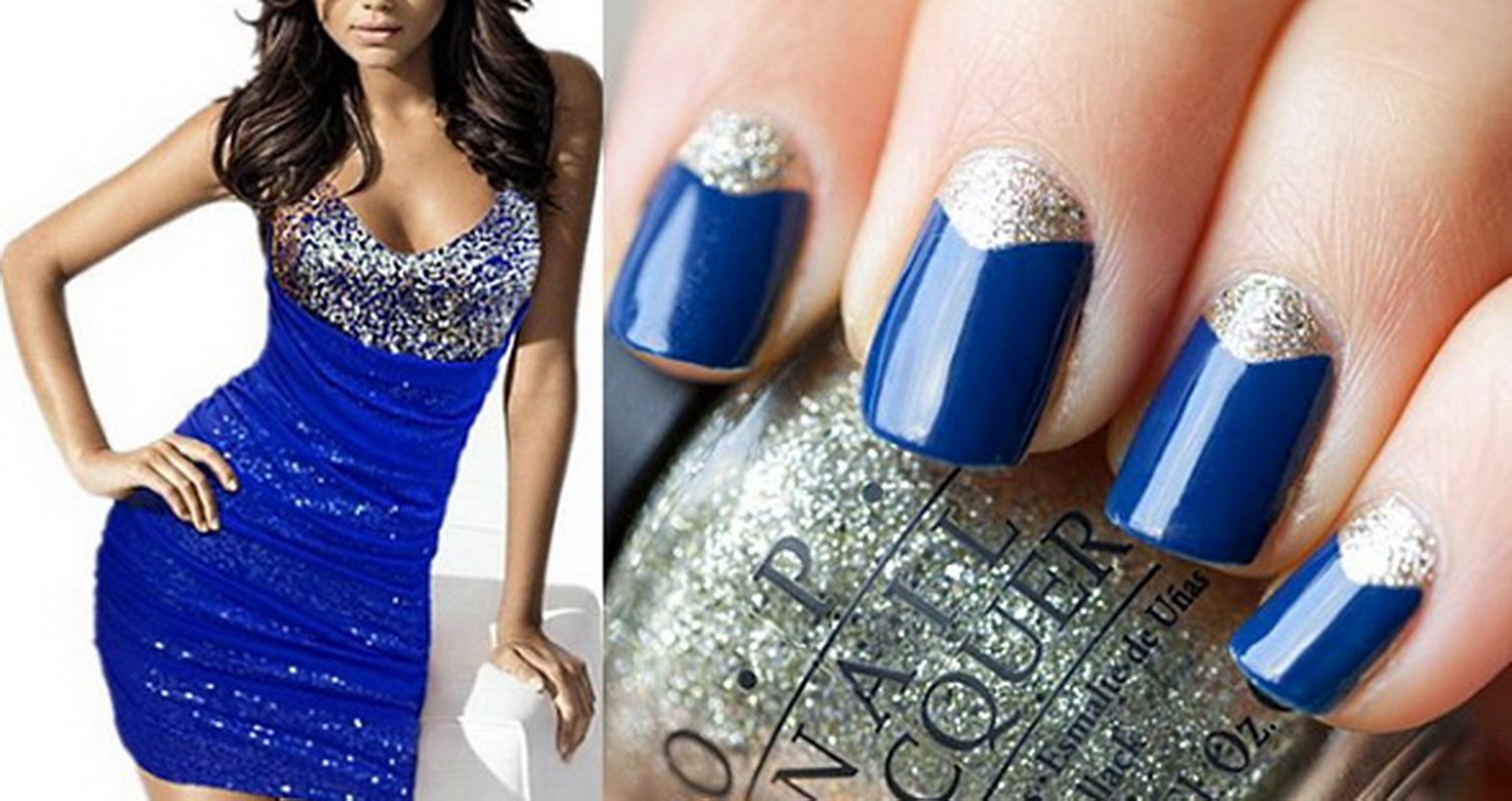 Ногти под синее вечернее платье