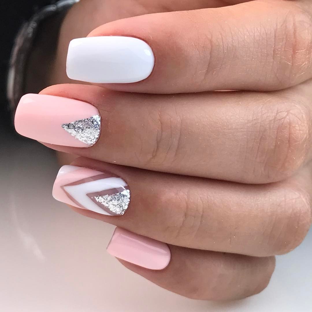 розово белый дизайн ногтей фото