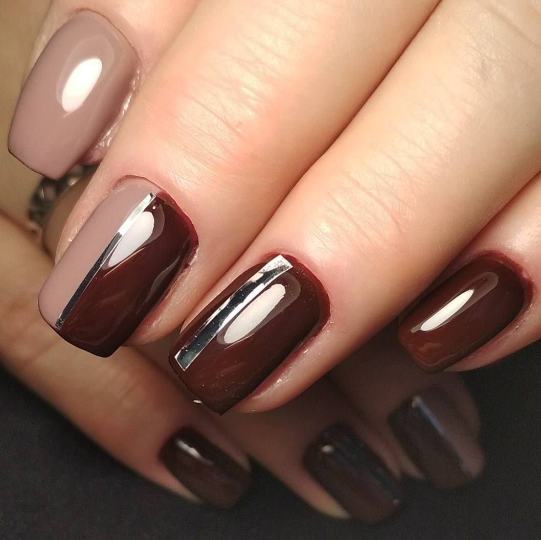 коричневый цвет на ногтях фото
