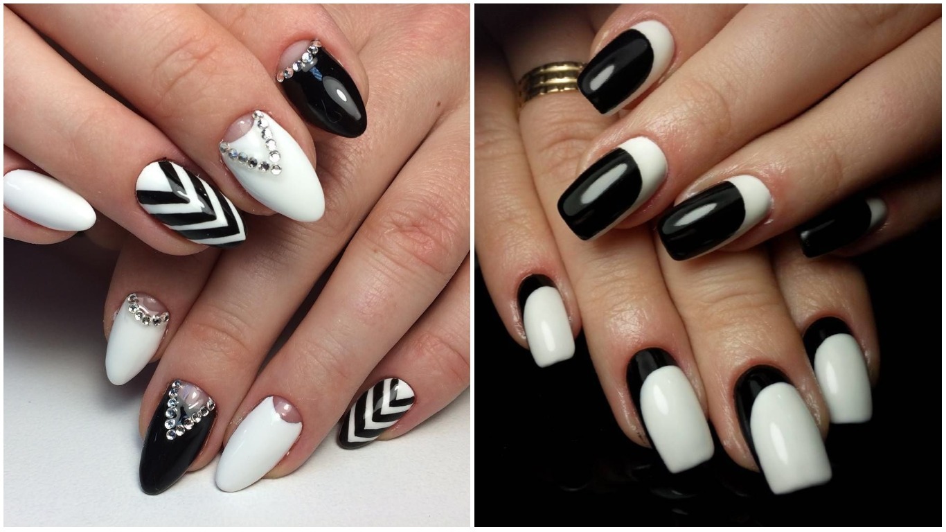 Дизайн ногтей сочетание черного и белого