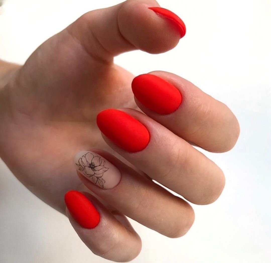 Матовые Красные Ногти Дизайн Фото