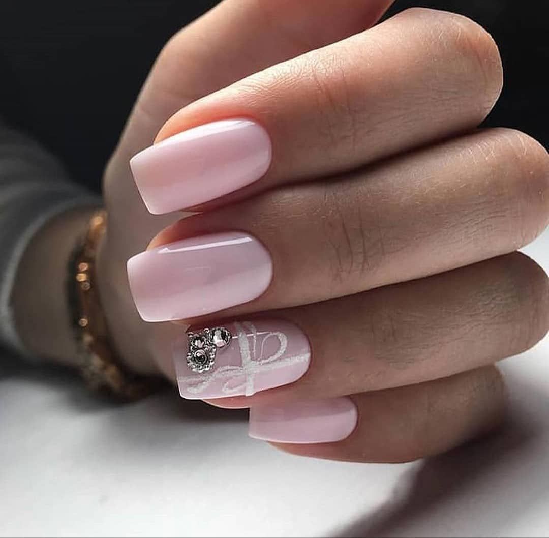 Нежно Розовый Дизайн На Квадратные Ногти