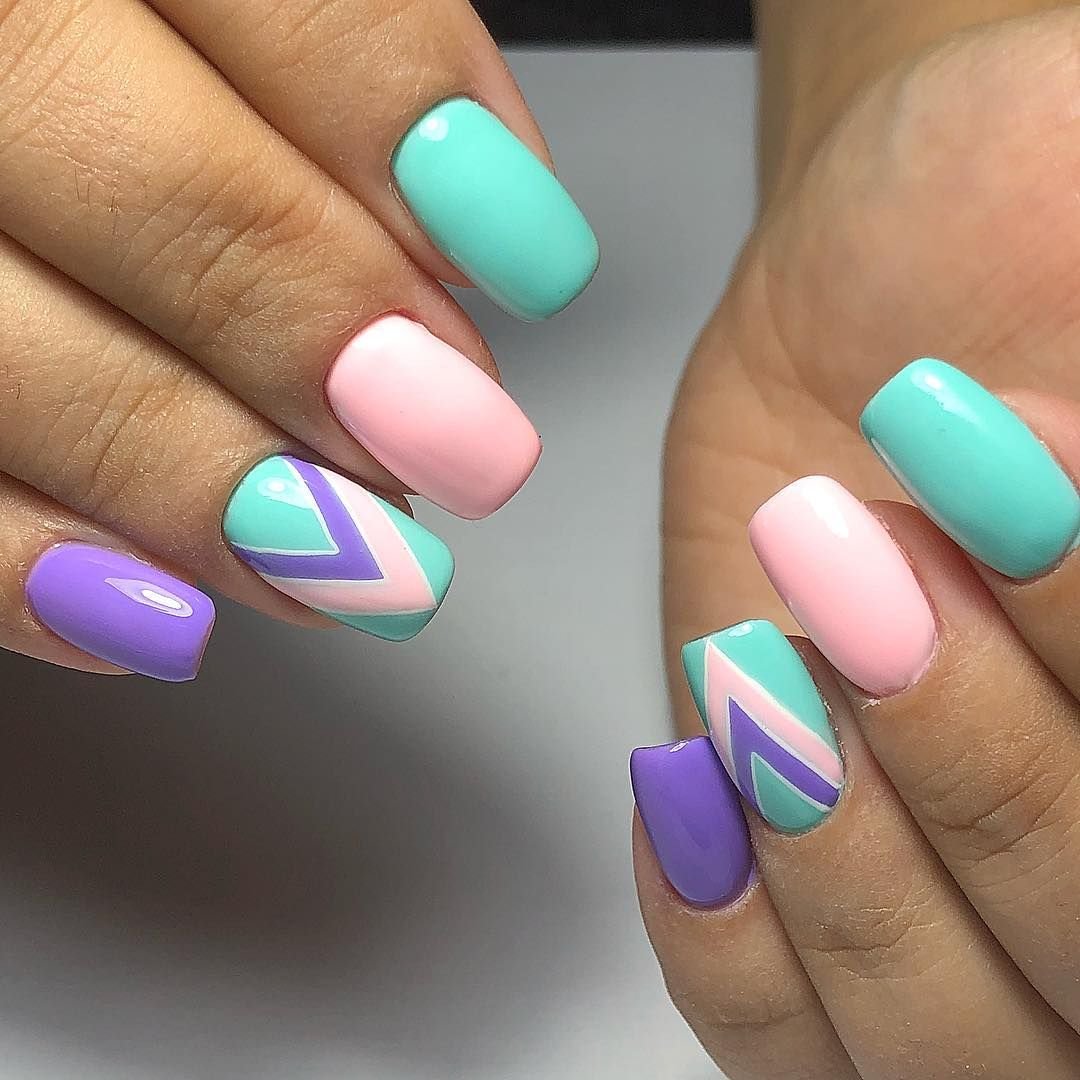 Разноцветный Дизайн Ногтей На Короткие Ногти