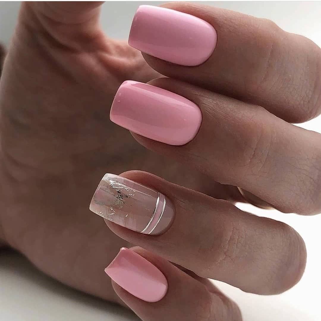 розовые с белымМаникюр на короткие ногти 2021 нежныеНогти нежно розового цв...