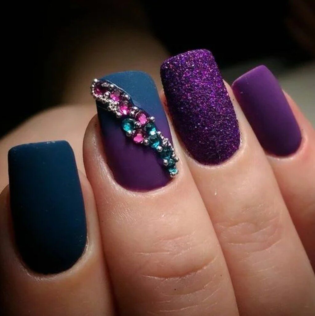 Дизайн Ногтей На Новый Год Фиолетовый Цвет