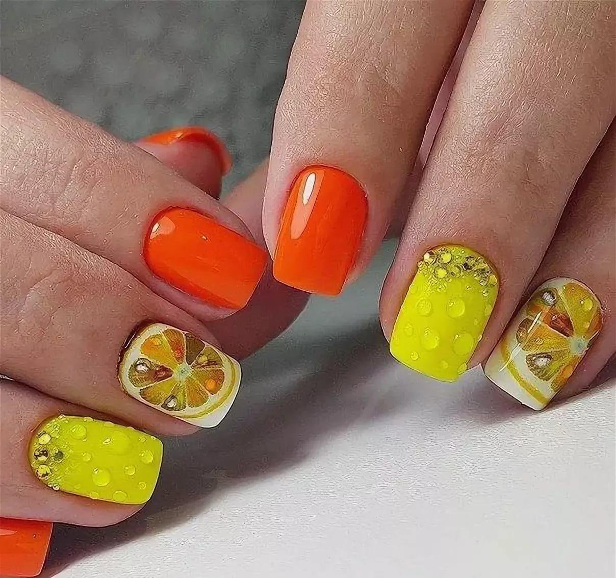 Апельсин на ногтях