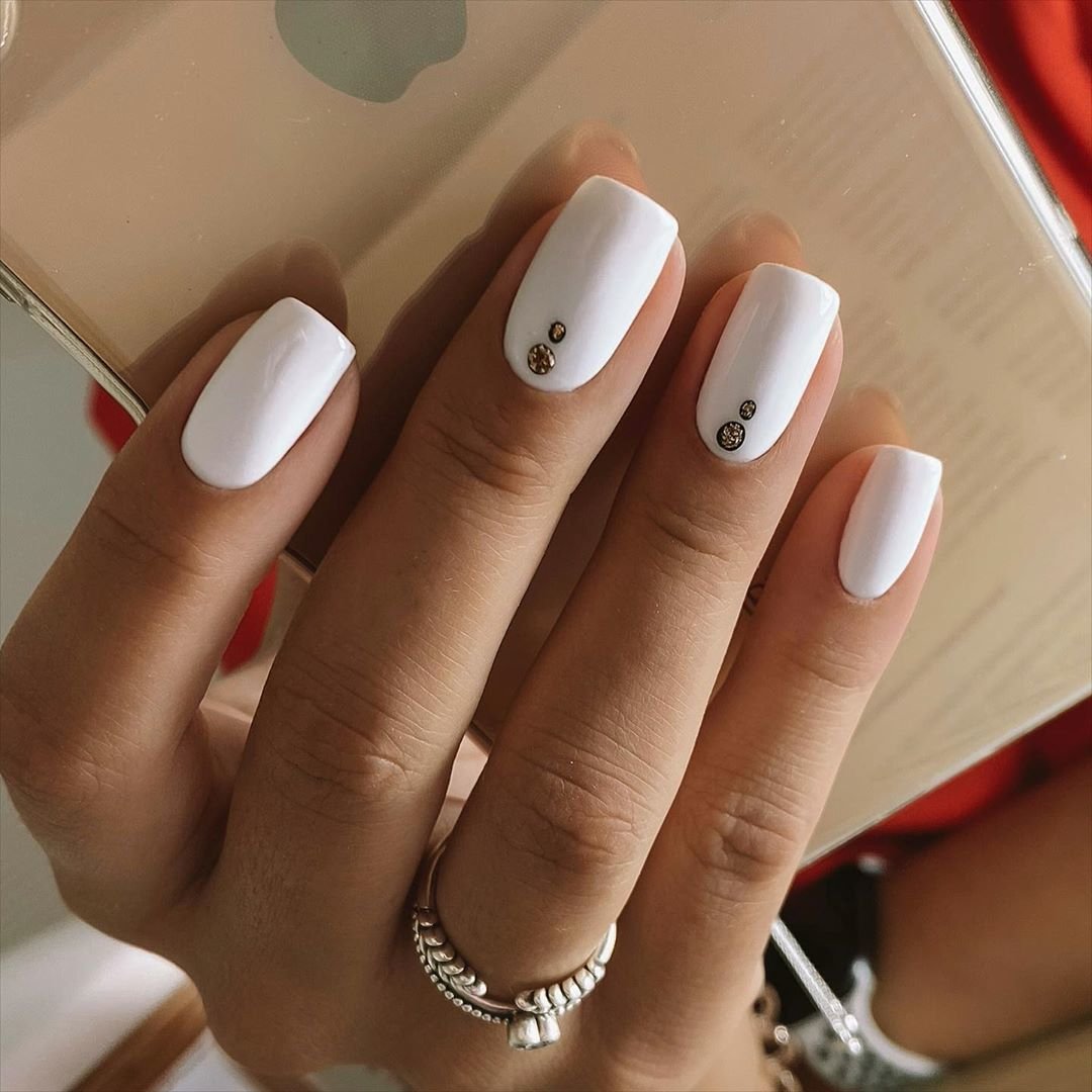 Белые Ногти Дизайн Фото Квадратные