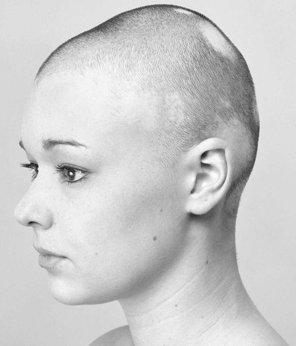 Maked girls shaved head