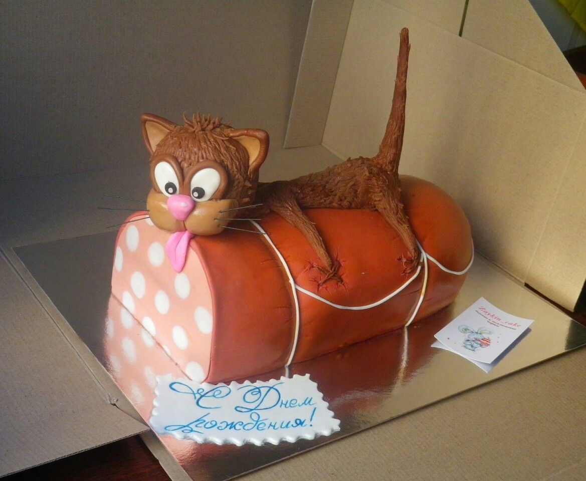 Торт на день рождения кот на колбасе