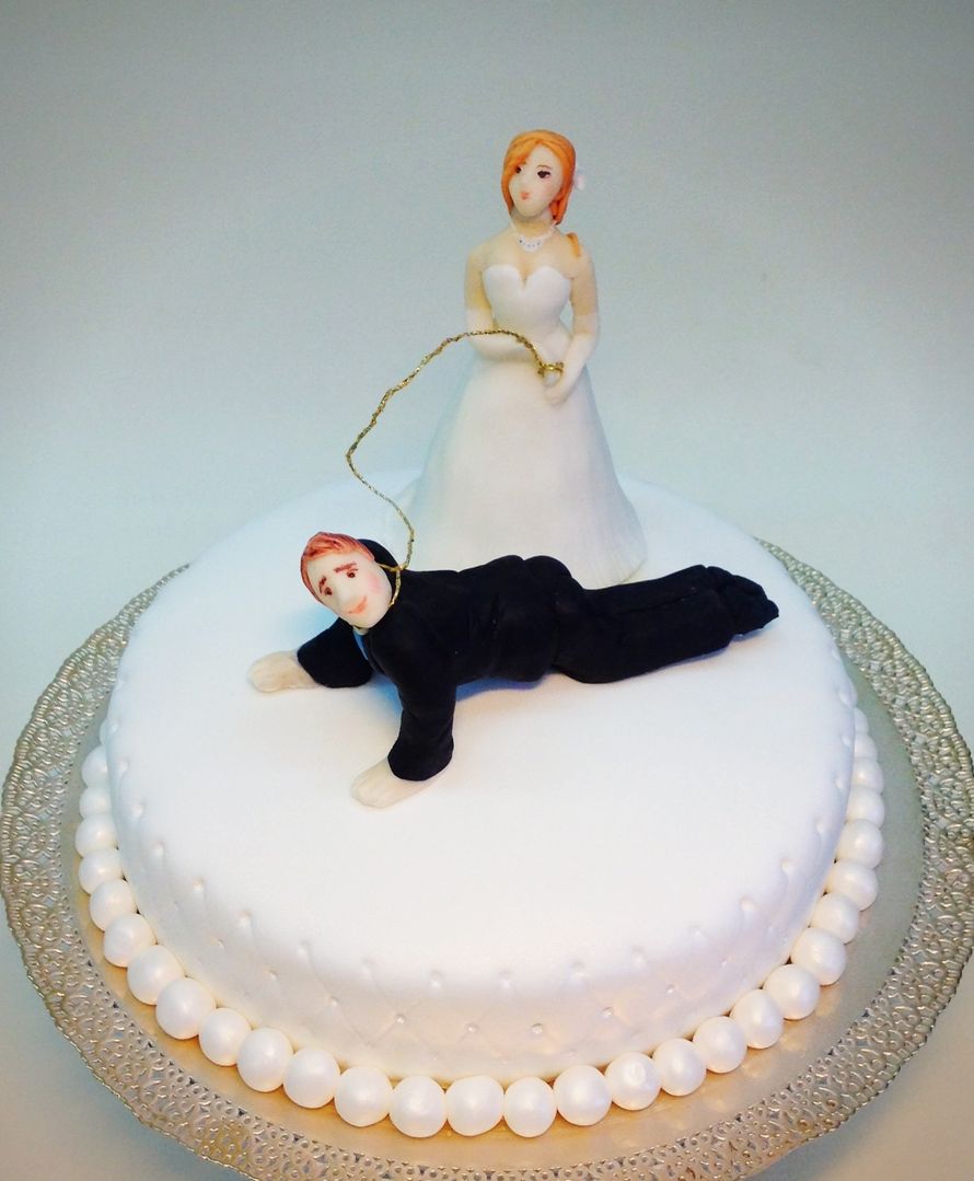 Свадебный торт одноярусный прикольный