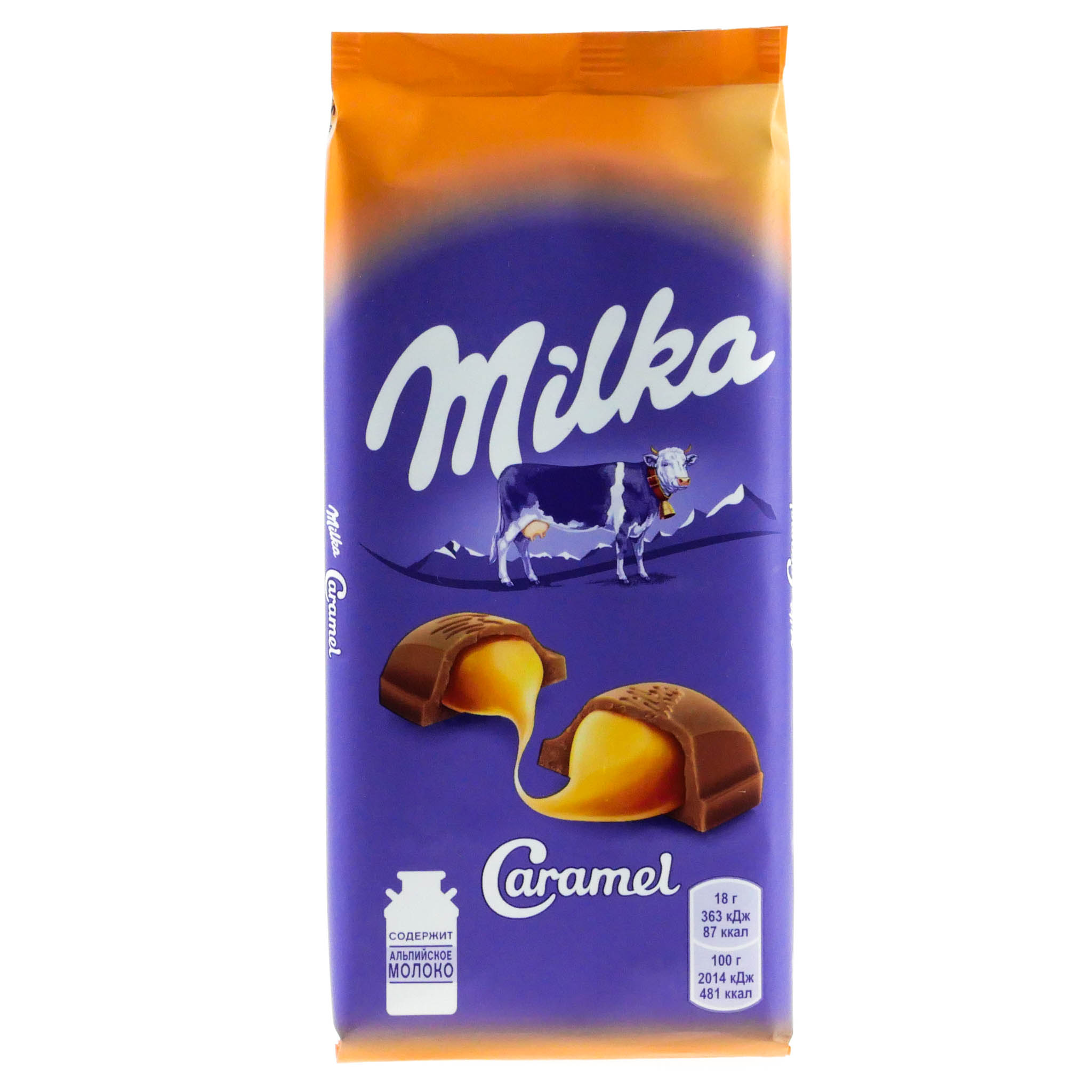Шоколад молочный с карамелью, 90г, Milka