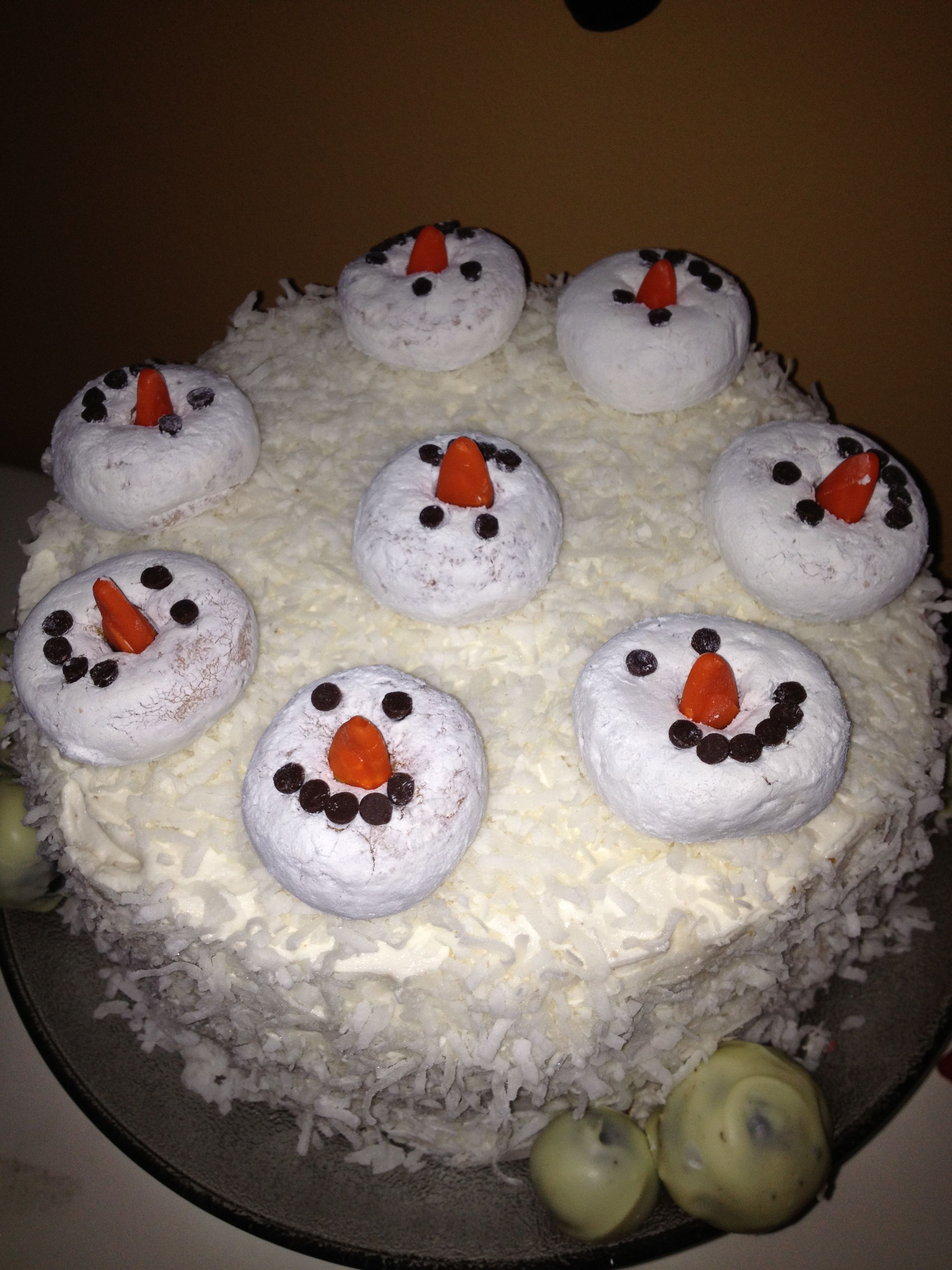 Тортик Снеговик с кокосовой стружкой