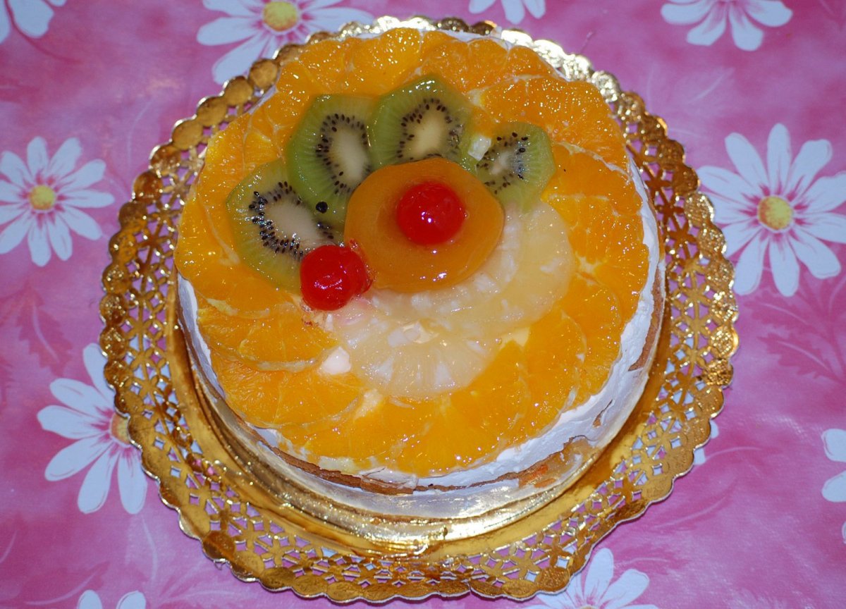 Фруктовый торт украшение киви апельсин