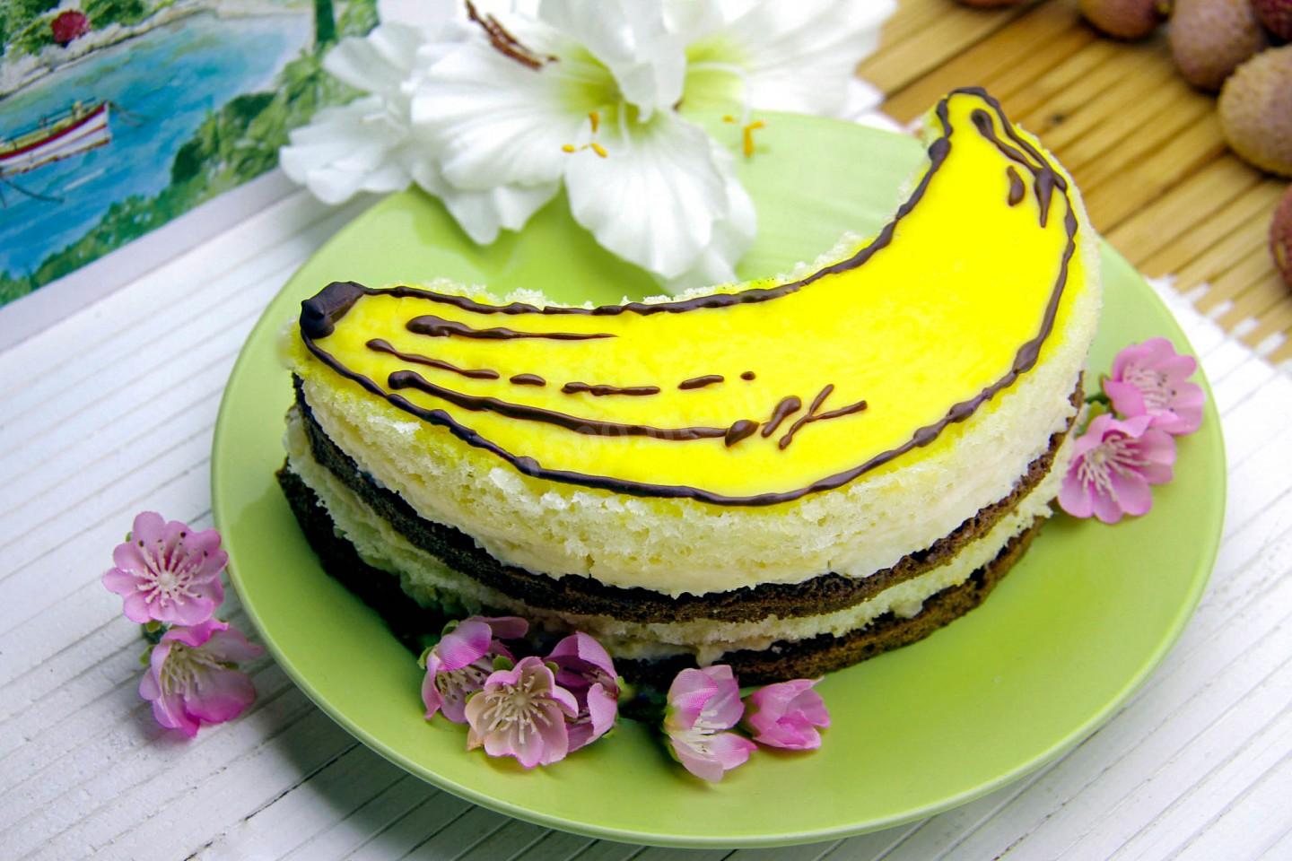 Торт банановый рай бисквитный