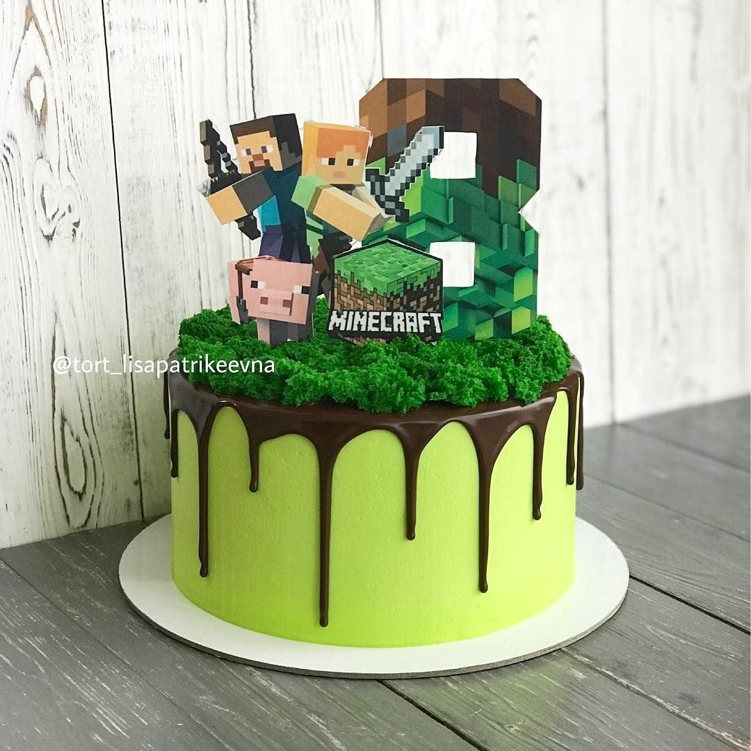 Торт майнкрафт на день рождения мальчику 7 лет