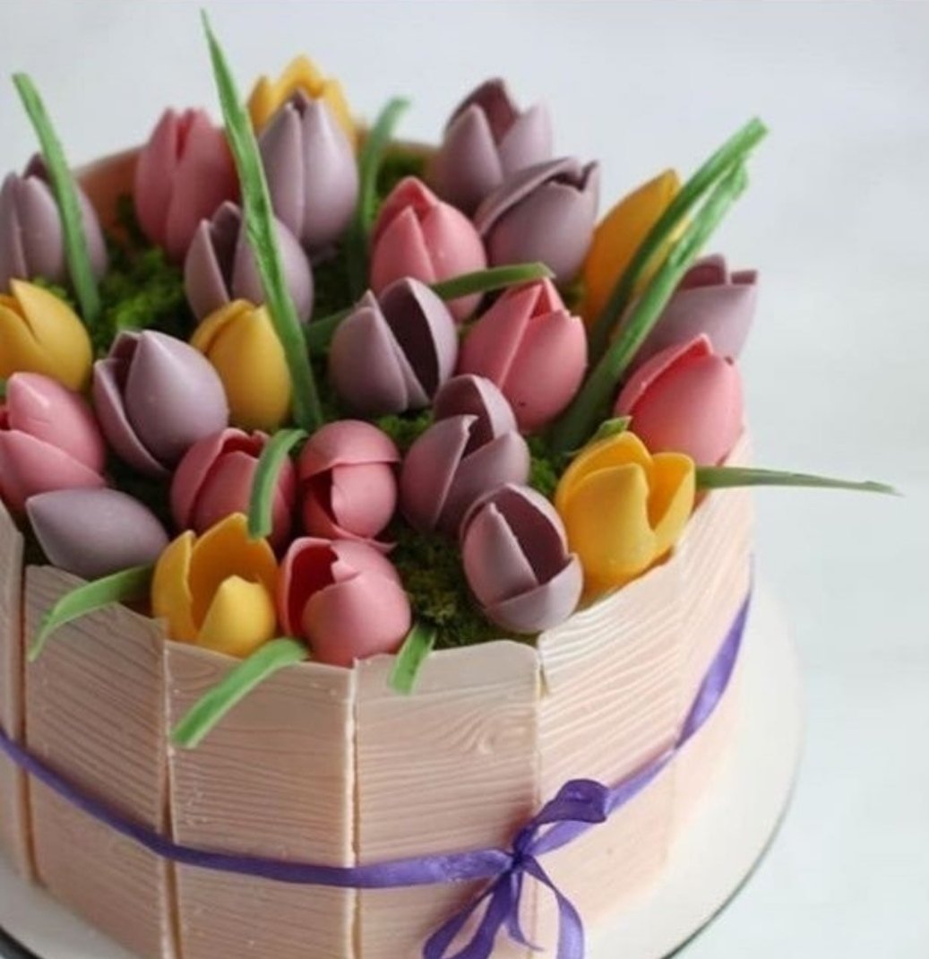 Торт С Тюльпанами Из Шоколада