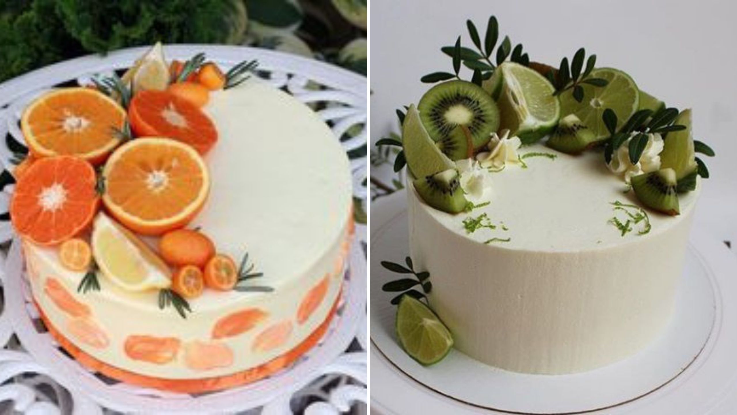 Украсить торт киви и апельсином