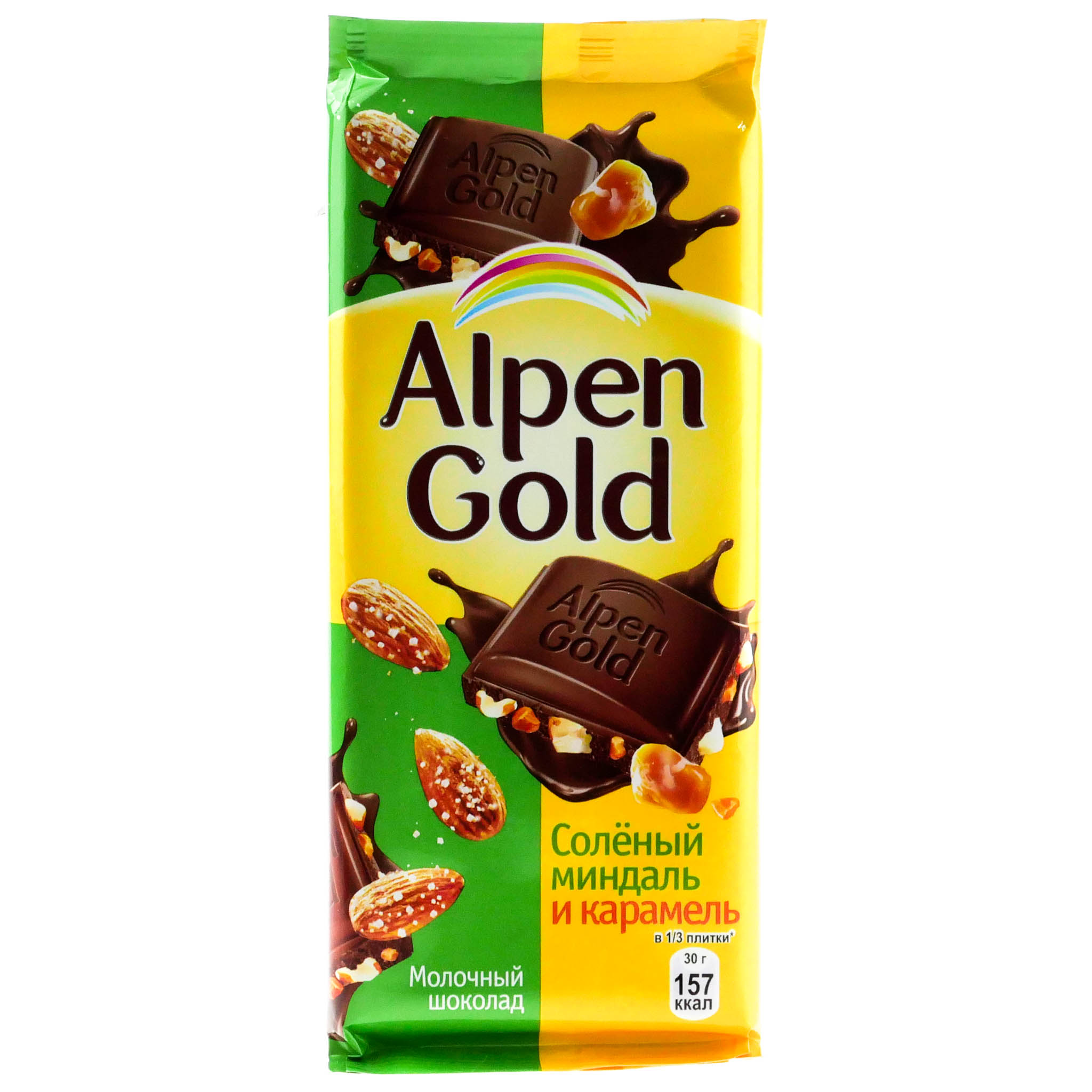 Шоколад Альпен Гольд солёный миндаль карамель 90г
