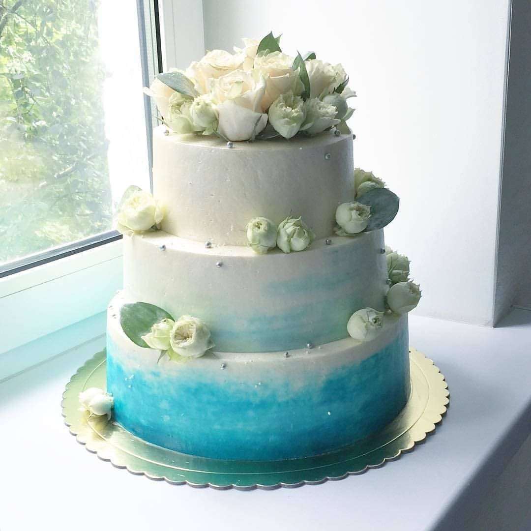 фото свадебного торта двухъярусного без мастики