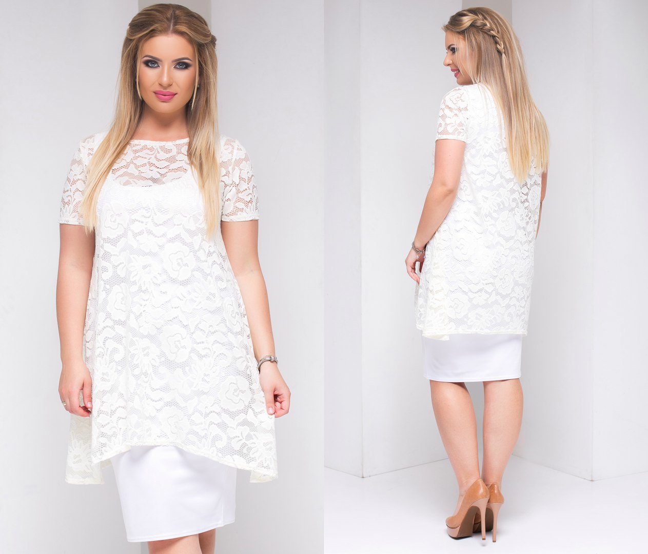 Белое гипюровое платье 56 размера Свадебные