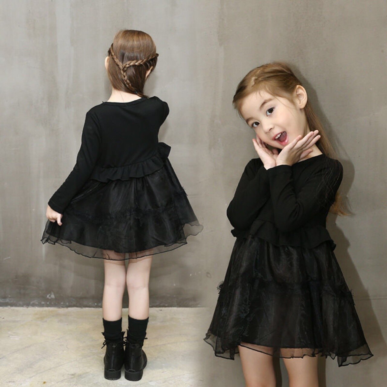 Черное бархатное платье для девочки