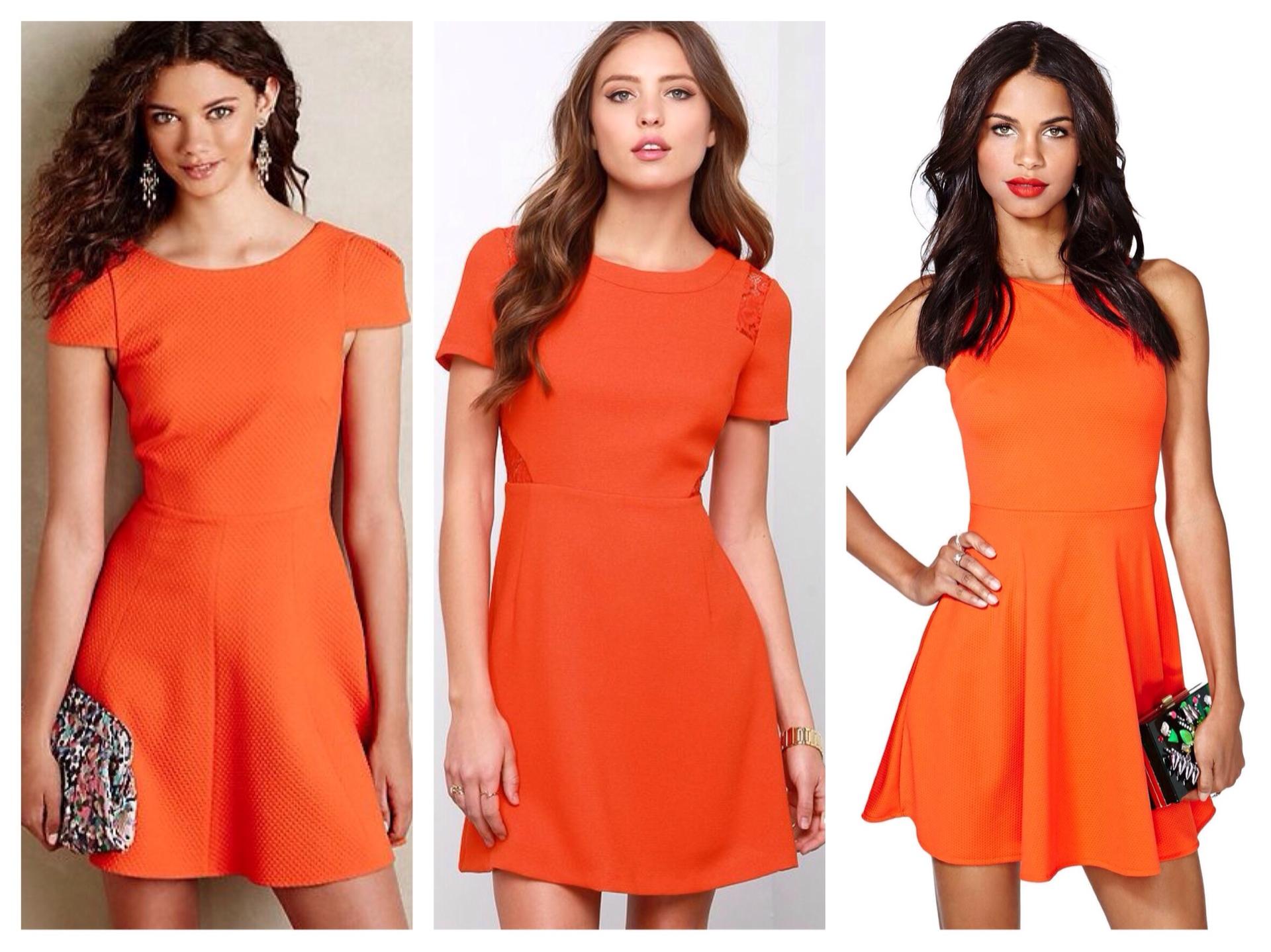 оранжевое платье с чем носить фото
