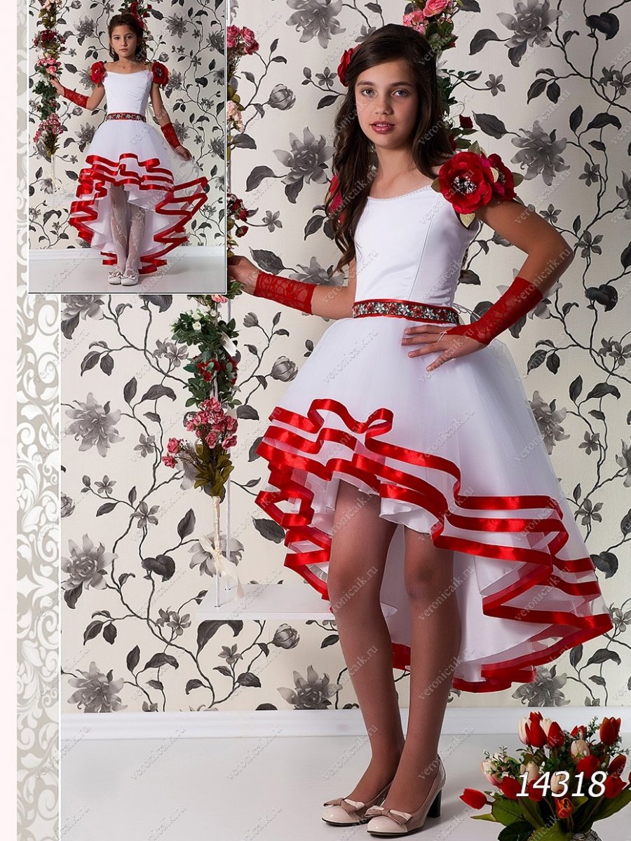 Красно белое платье для девочки