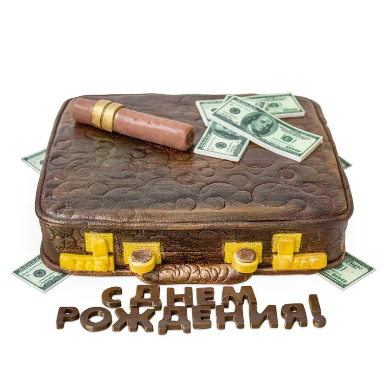 Торт чемодан с деньгами кремовый