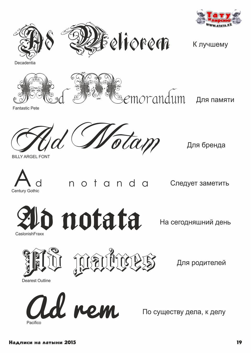 Татуировки латинские надписи с переводом