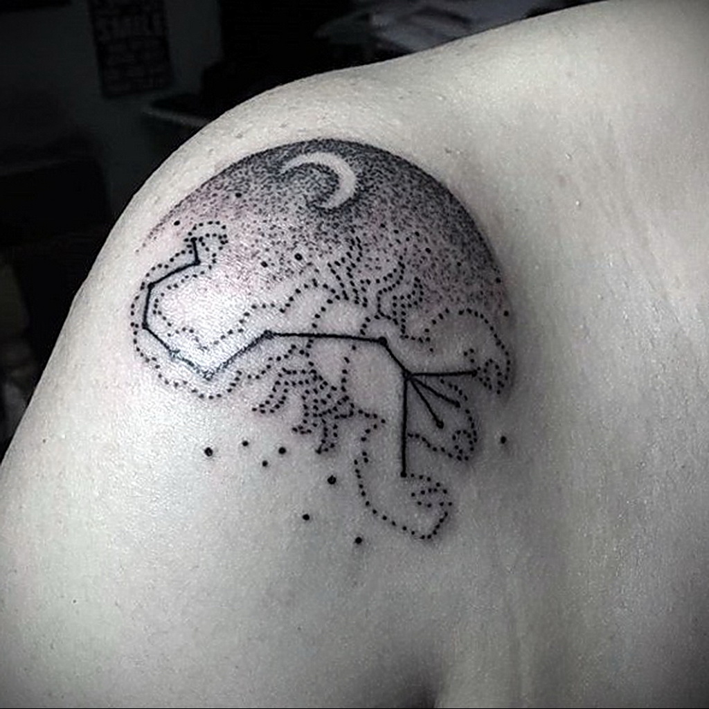 Geometric mens scorpio constellation tattoo pic