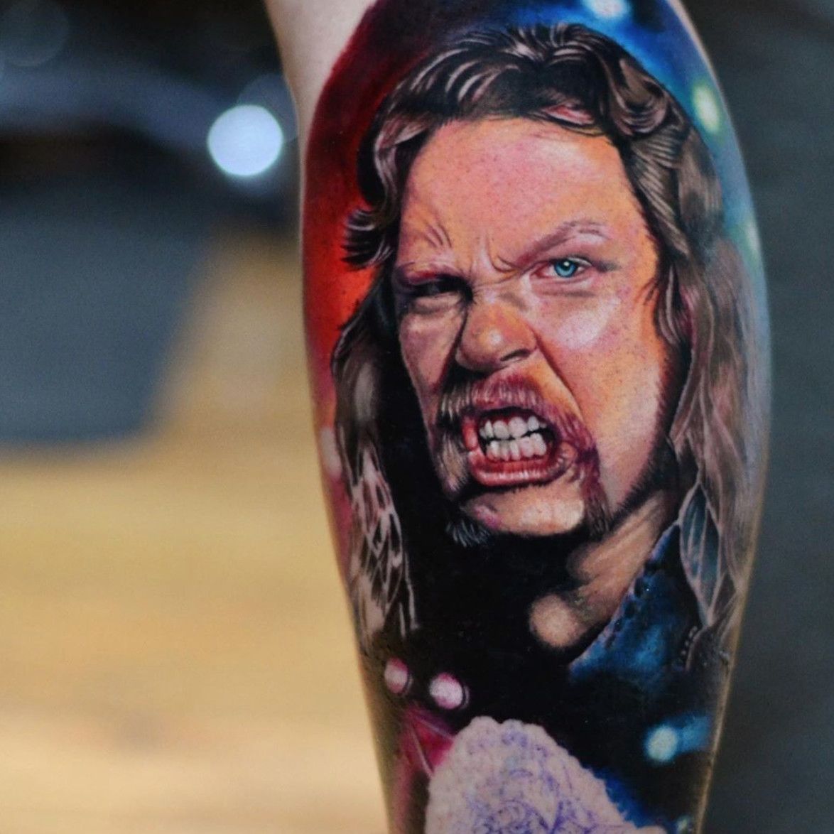 Tattoo portrait of James Hetfield