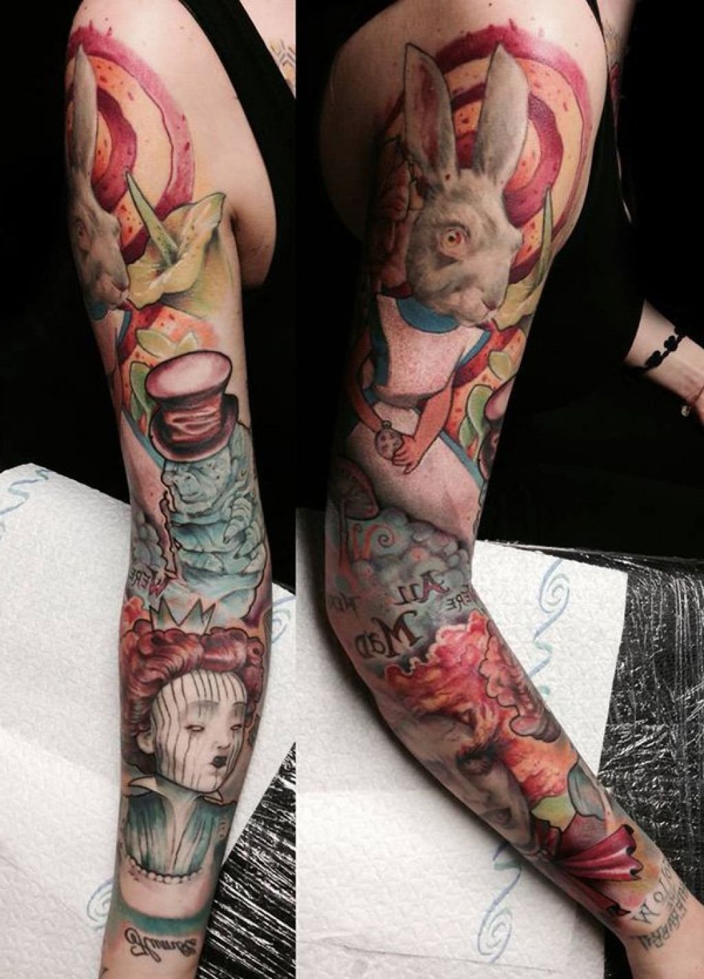 Татуировка рукав Алиса в стране чудес