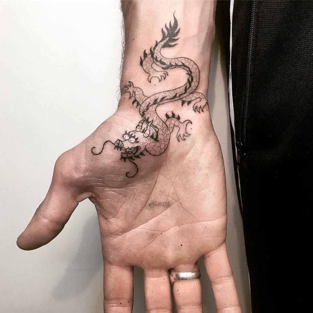 Татуировка дракон на запястье мужские
