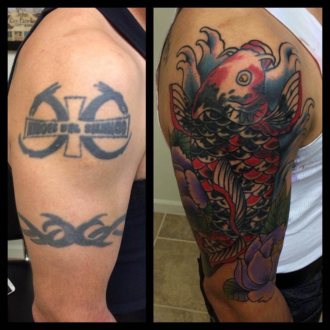 Переделывание тату до и после