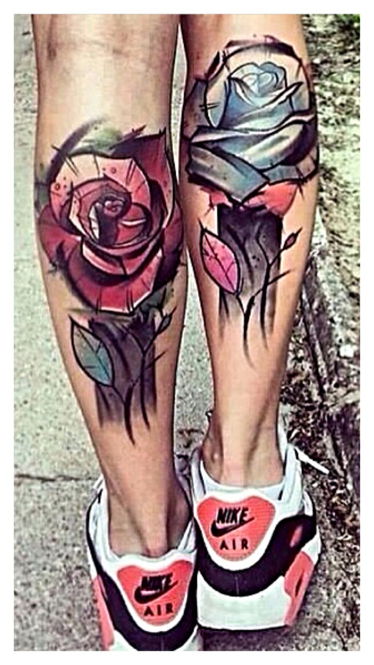 татуировки для девушек на ноге роза