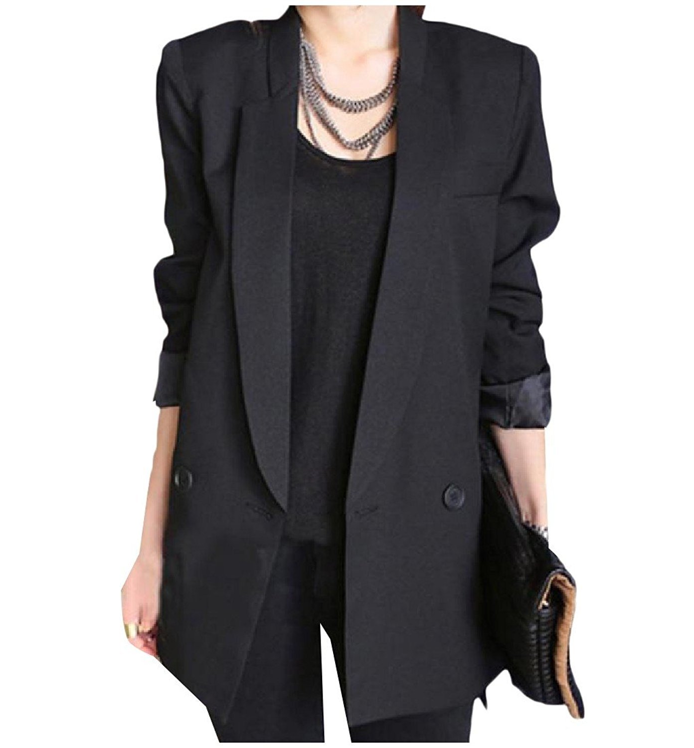 Длинный черный пиджак женский