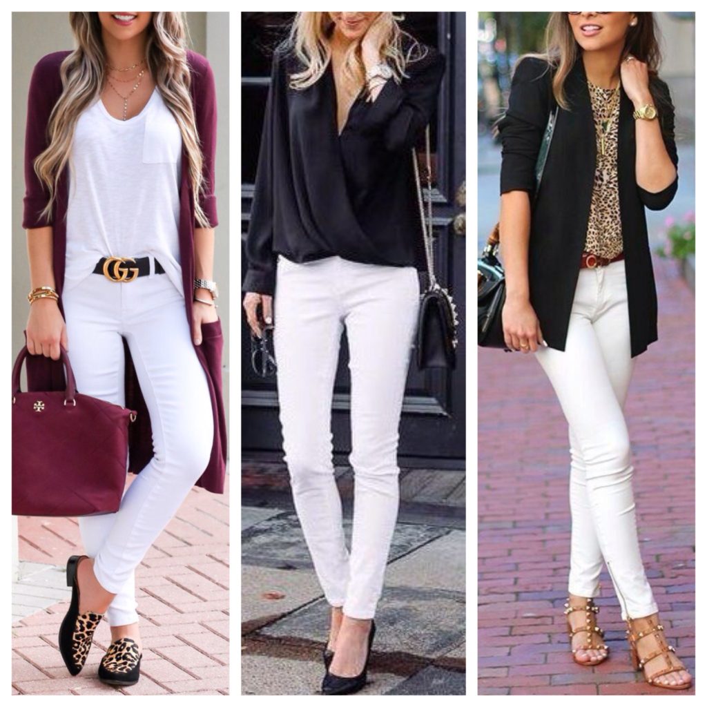 Образы с белыми джинсами