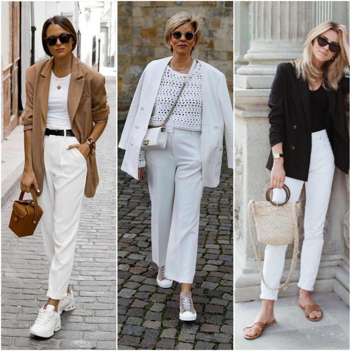 Образ с белыми брюками для женщин