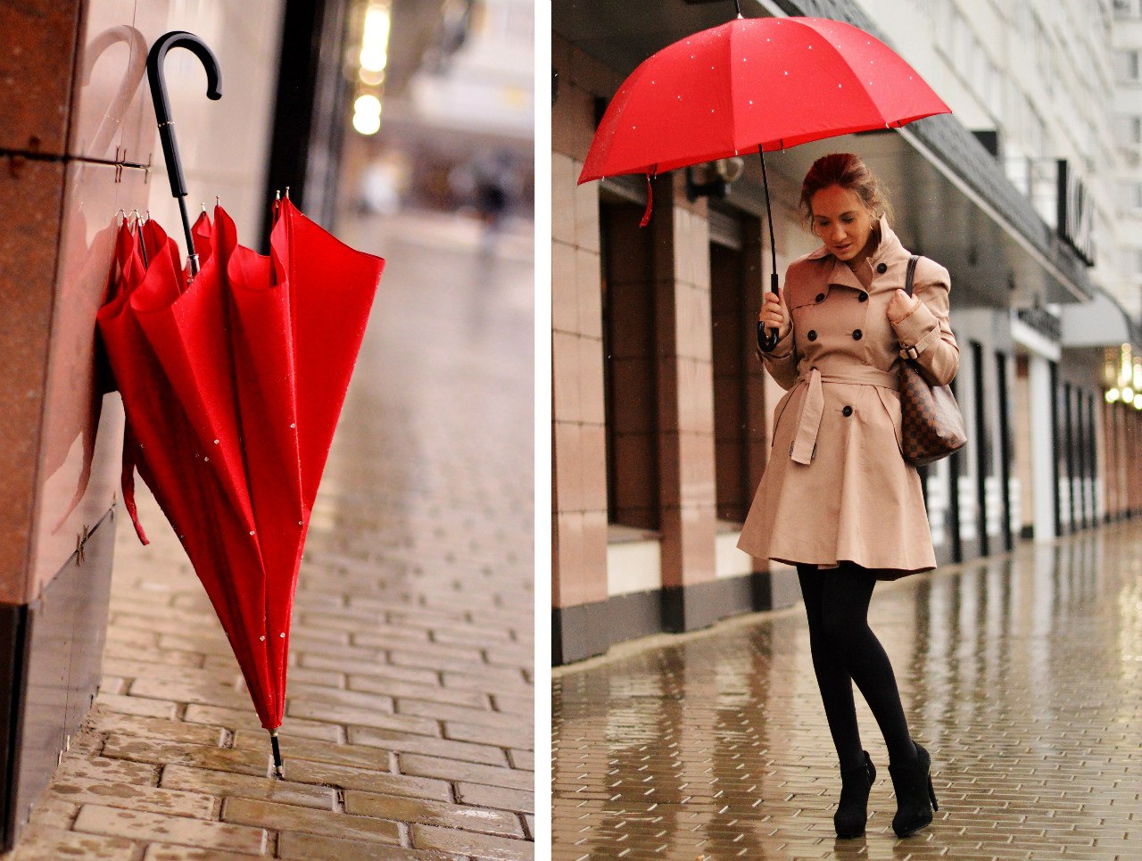 Стильный красный зонт