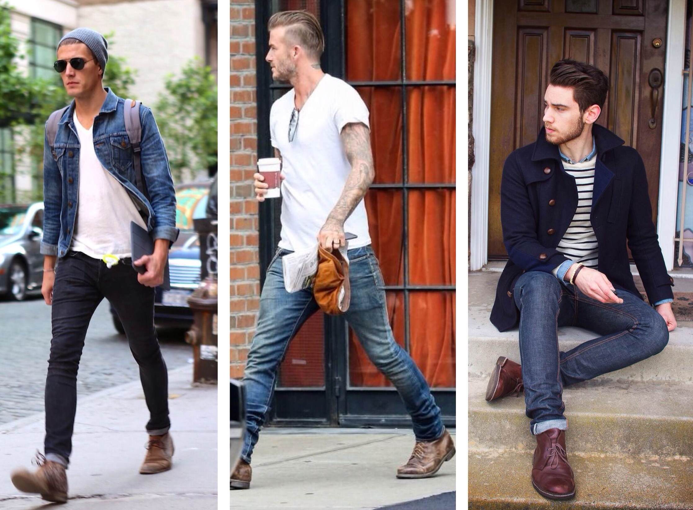 Мужские ботинки с узкими джинсами