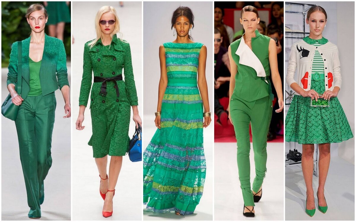Сочетание зеленых оттенков в одежде