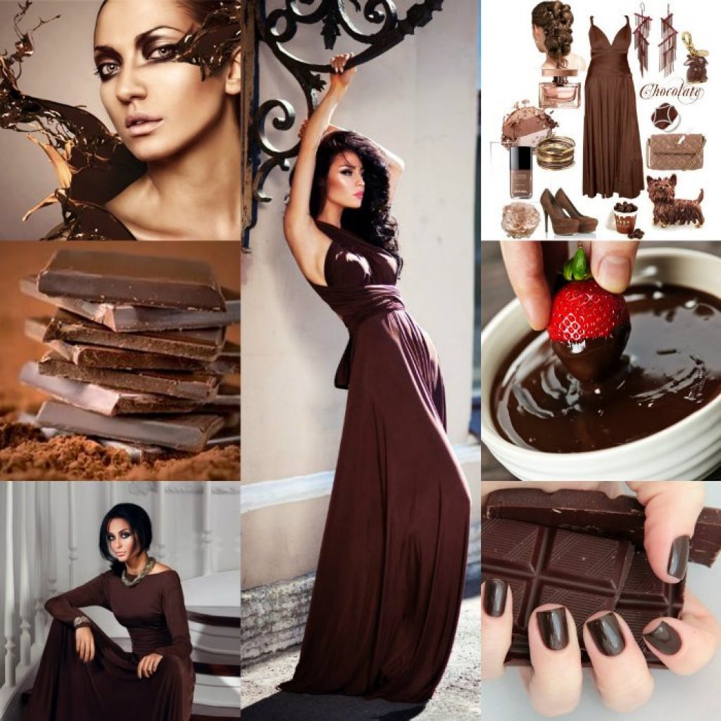 С каким цветом сочетается шоколадный цвет в одежде у женщин фото