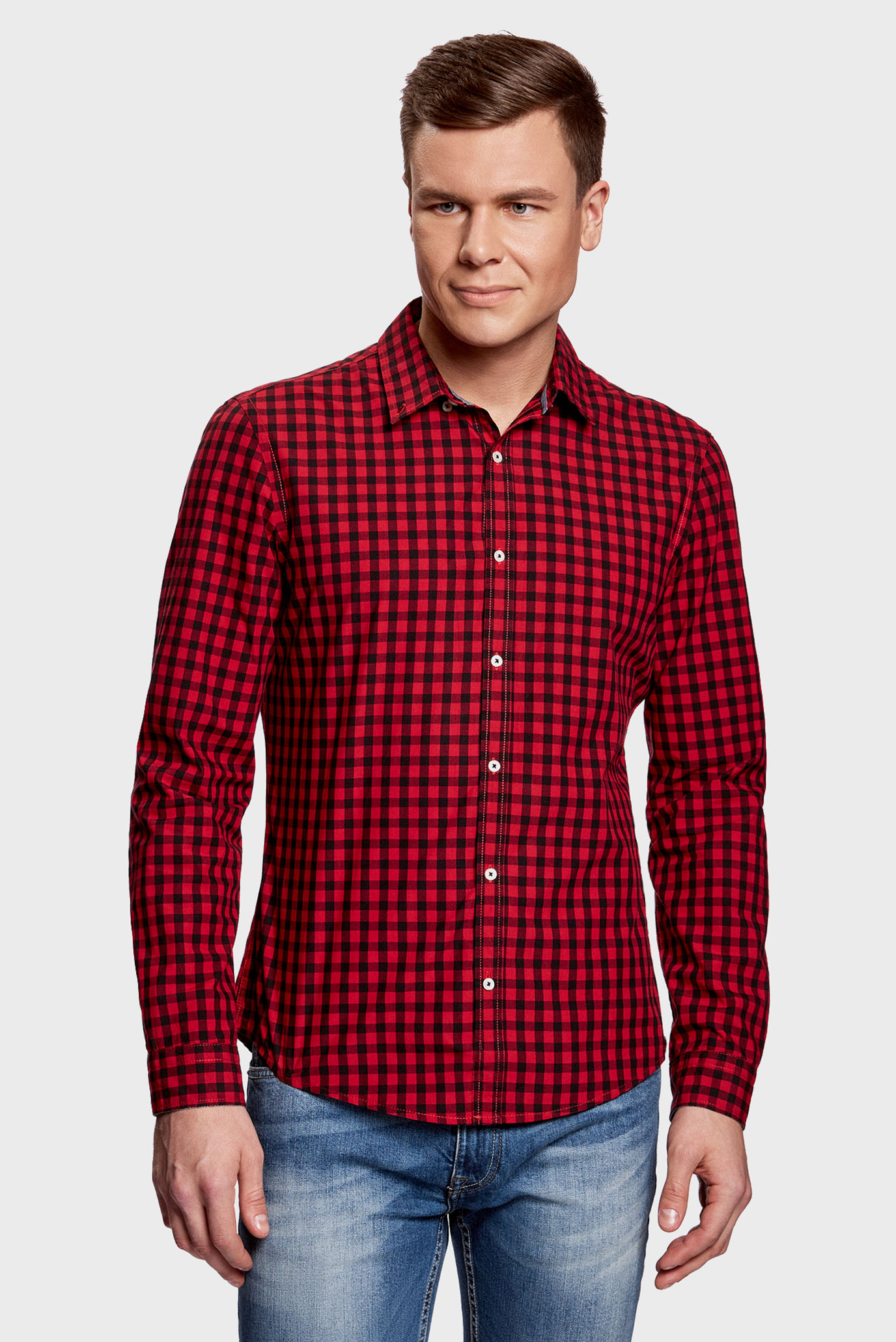 Красная клетчатая рубашка мужская