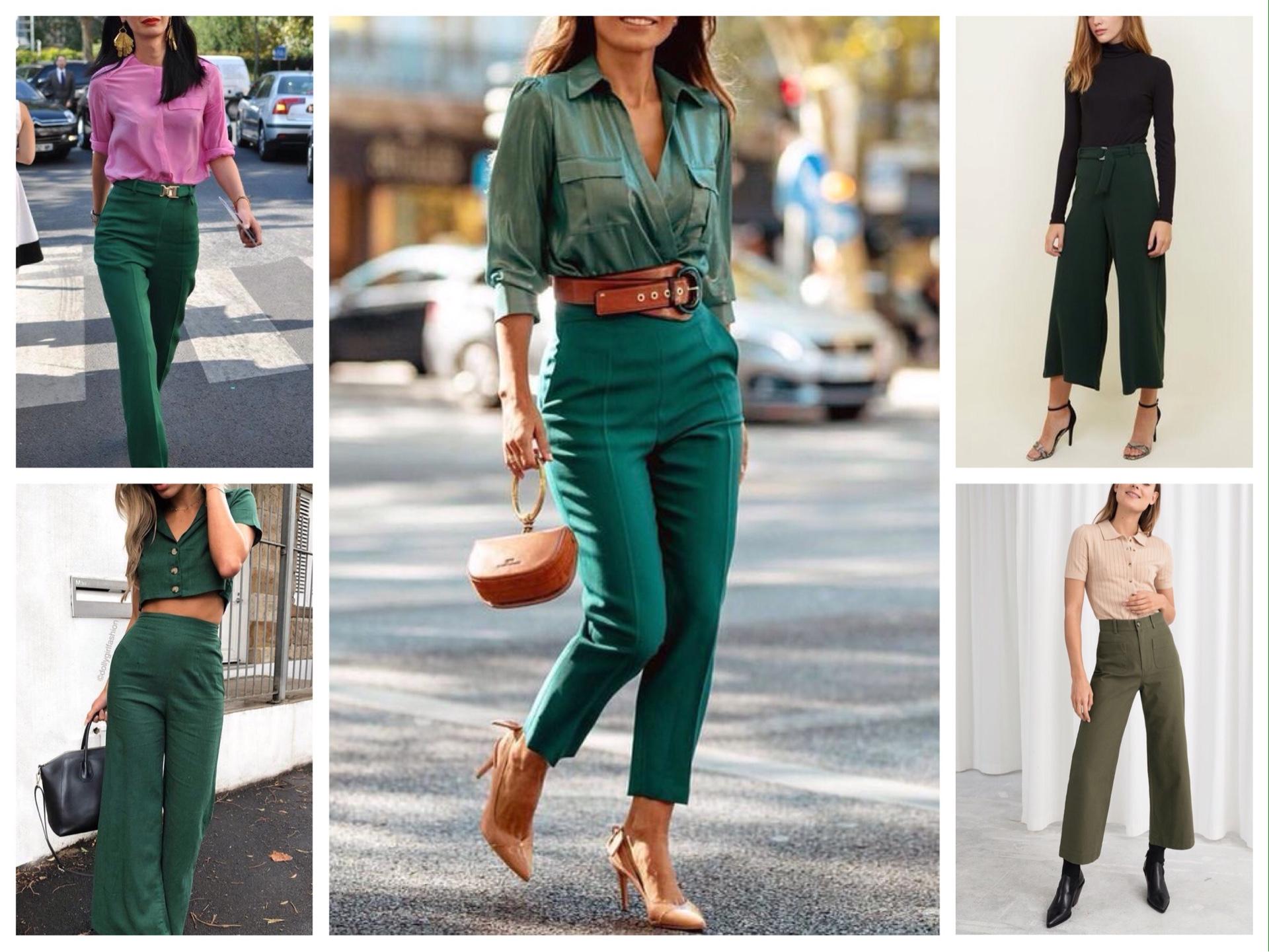 С чем носить зеленые брюки женщине
